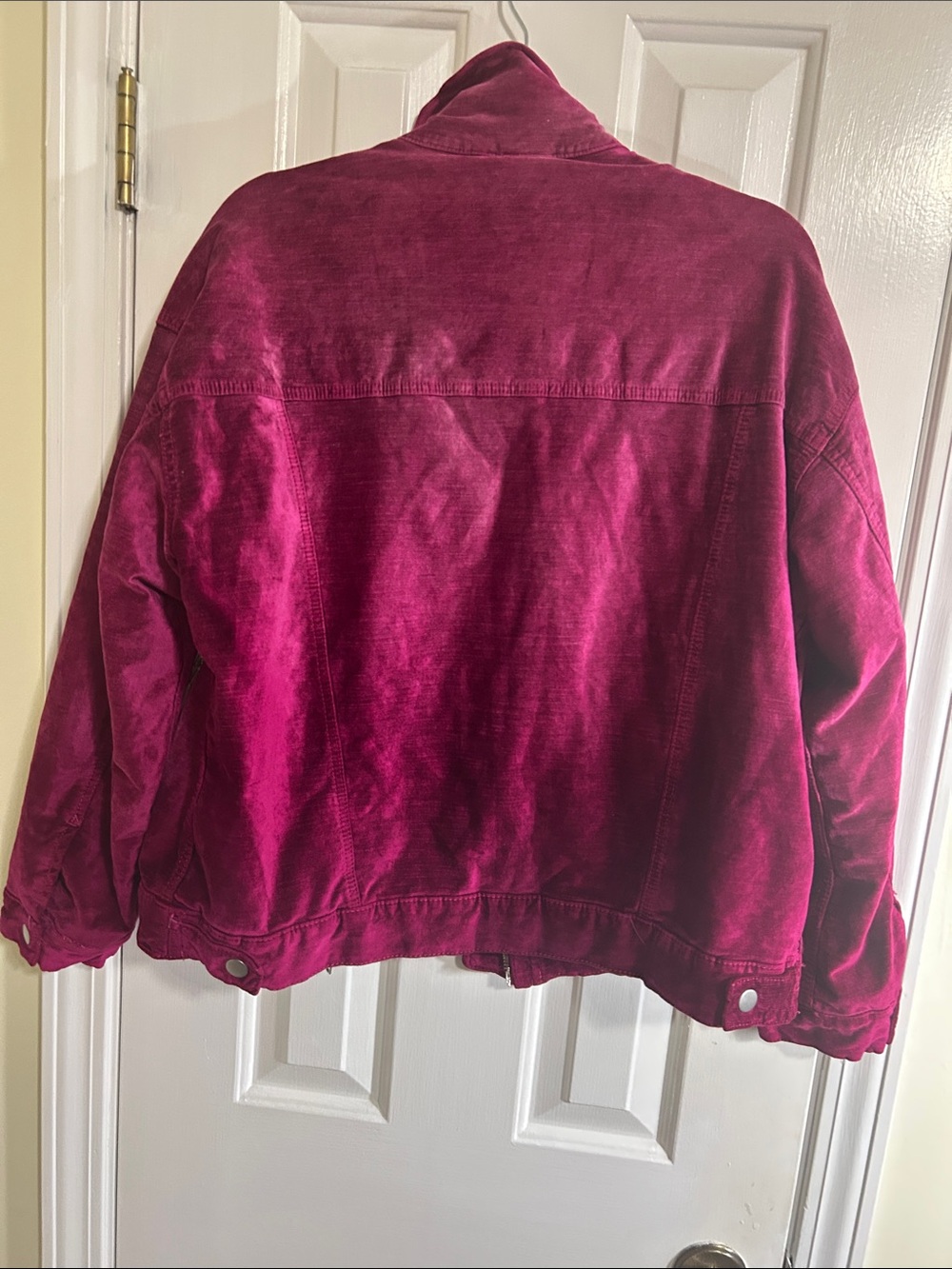 Free People Velvet Trucker Jacket - Magenta, Size XS/S - Picture 9 of 11